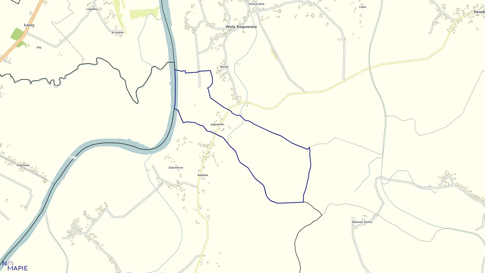 Mapa obrębu Jagodniki w gminie Wietrzychowice